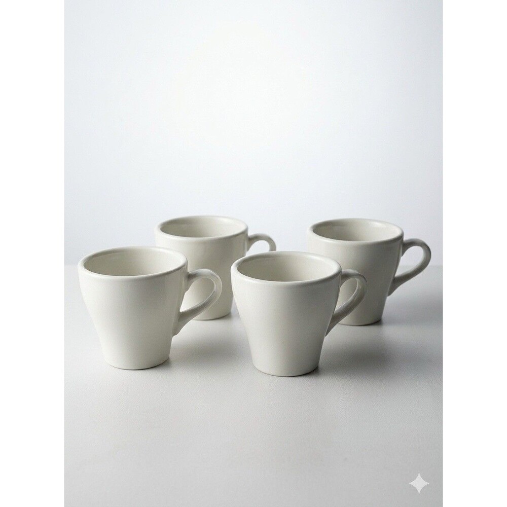 Set Of 4 ACME Classic Tulip Porcelain Espresso Coffee  Mug Cup-170ml White EUC